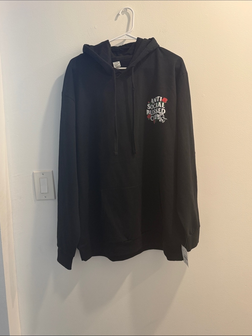 Ash Black Crewneck Hoodie with Small Chest Graphic TALL